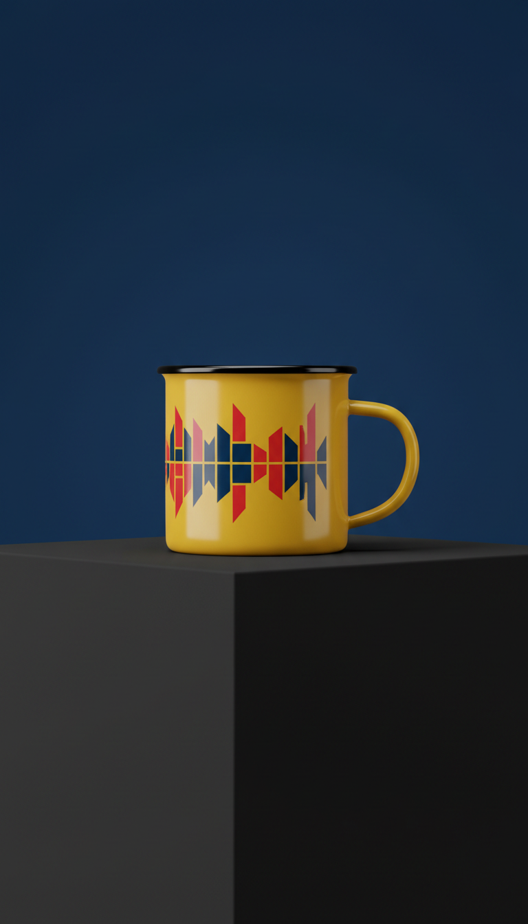 Anthem yellow enamel mug with lyric print